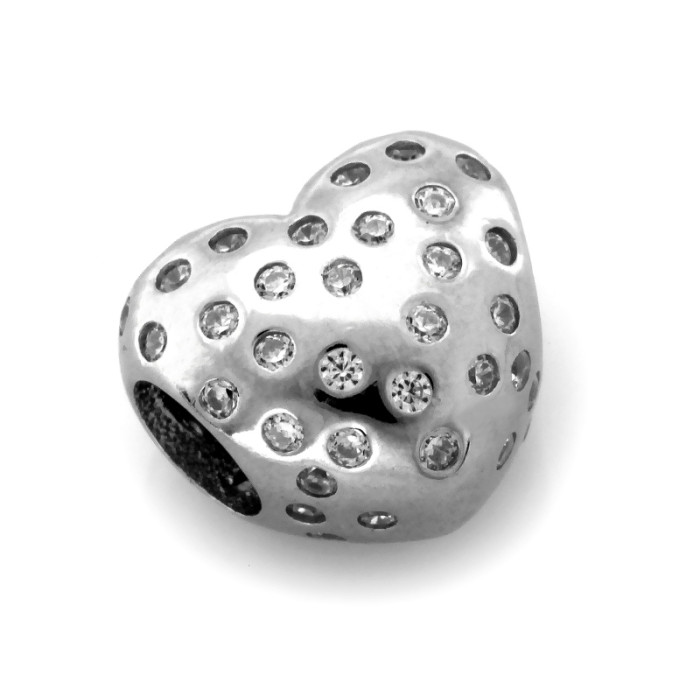 Srebrna zawieszka charms 925 w kształcie serca do bransoletki modułowej Srebrna zawieszka charms 925 w kształcie serca do bransoletki modułowej