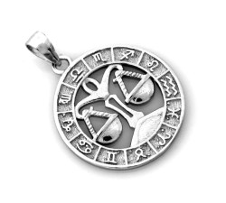 Stylowa srebrna zawieszka 925 znak zodiaku waga z symbolicznym wzorem