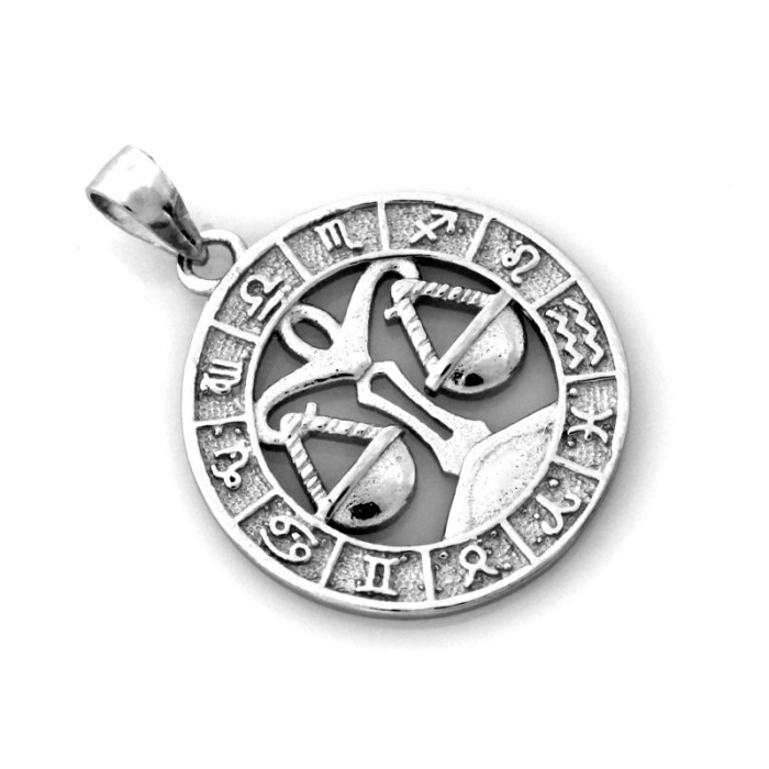 Stylowa srebrna zawieszka 925 znak zodiaku waga z symbolicznym wzorem Stylowa srebrna zawieszka 925 znak zodiaku waga z symbolicznym wzorem