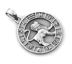 Elegancka srebrna zawieszka 925 znak zodiaku Lew