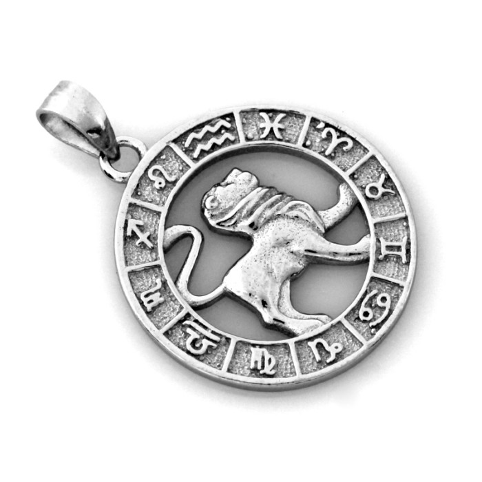 Elegancka srebrna zawieszka 925 znak zodiaku Lew