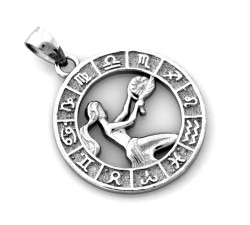 Unikatowa srebrna zawieszka 925 z grawerowanym znakiem zodiaku panna
