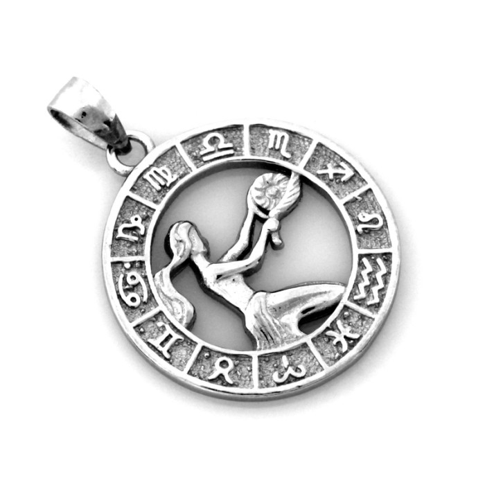 Unikatowa srebrna zawieszka 925 z grawerowanym znakiem zodiaku panna Unikatowa srebrna zawieszka 925 z grawerowanym znakiem zodiaku panna