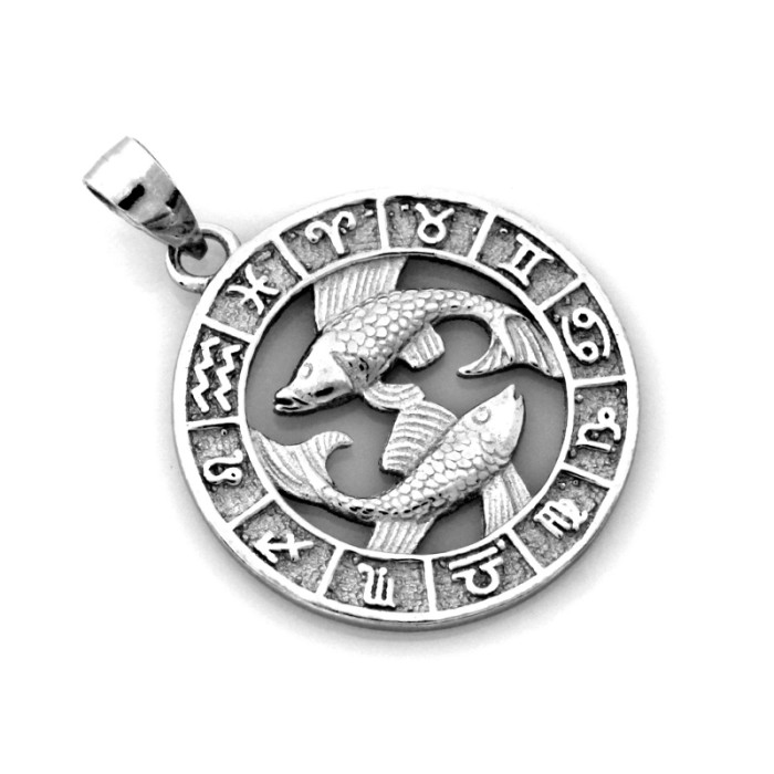 Mistyczny srebrny wisiorek 925 znak zodiaku ryby