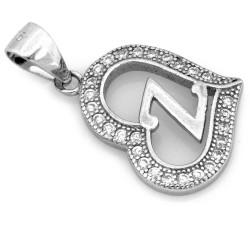 Elegancka srebrna zawieszka 925 serce z cyrkoniami i literką Z błyszcząca