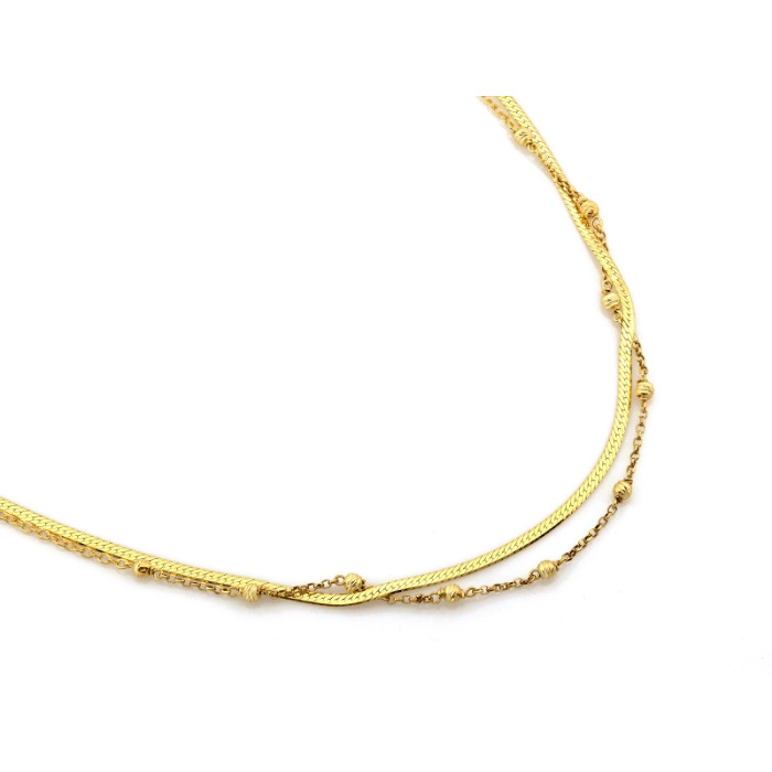 Elegancki srebrny naszyjnik 925 pozłacany wielorzędowy z delikatnych łańcuszków 45cm Elegancki srebrny naszyjnik 925 pozłacany wielorzędowy z delikatnych łańcuszków 45cm