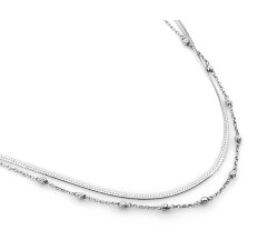 Srebrny naszyjnik 925 elegancki z różnych łańcuszków i kulek długość 45cm
