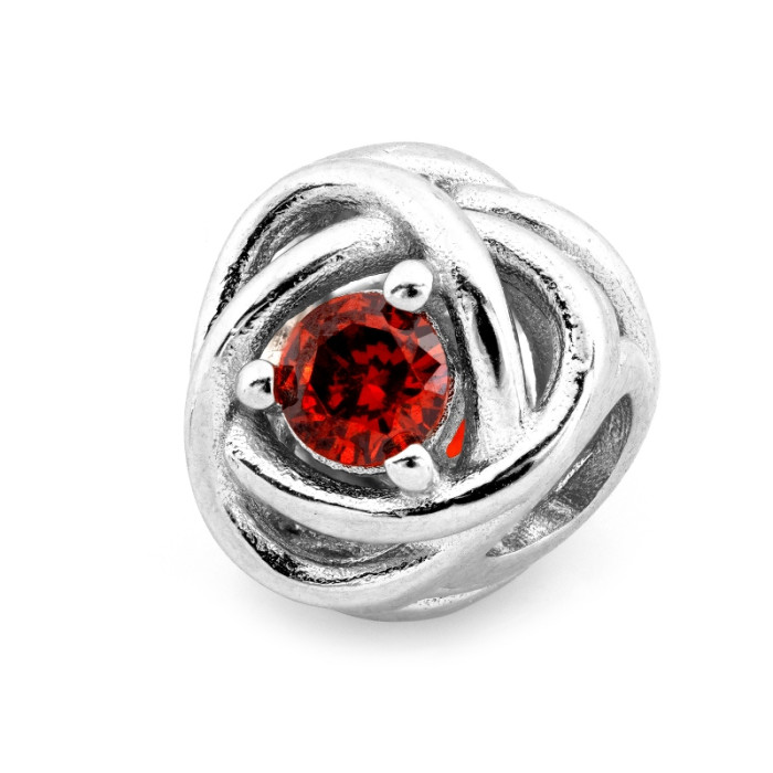 Srebrny charms 925 zawieszka z czerwoną cyrkonią do bransoletek modułowych Srebrny charms 925 zawieszka z czerwoną cyrkonią do bransoletek modułowych