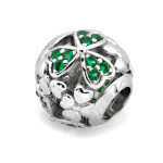 Elegancki srebrny charms próby 925 kulka z cyrkoniami do bransoletki