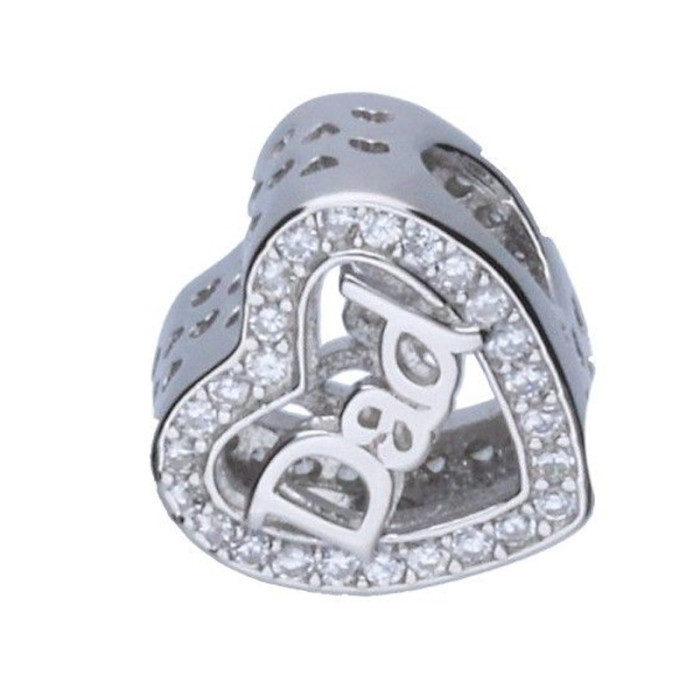 Srebrna zawieszka 925 bead serce napis dad 2,33g Srebrna zawieszka 925 bead serce napis dad 2,33g