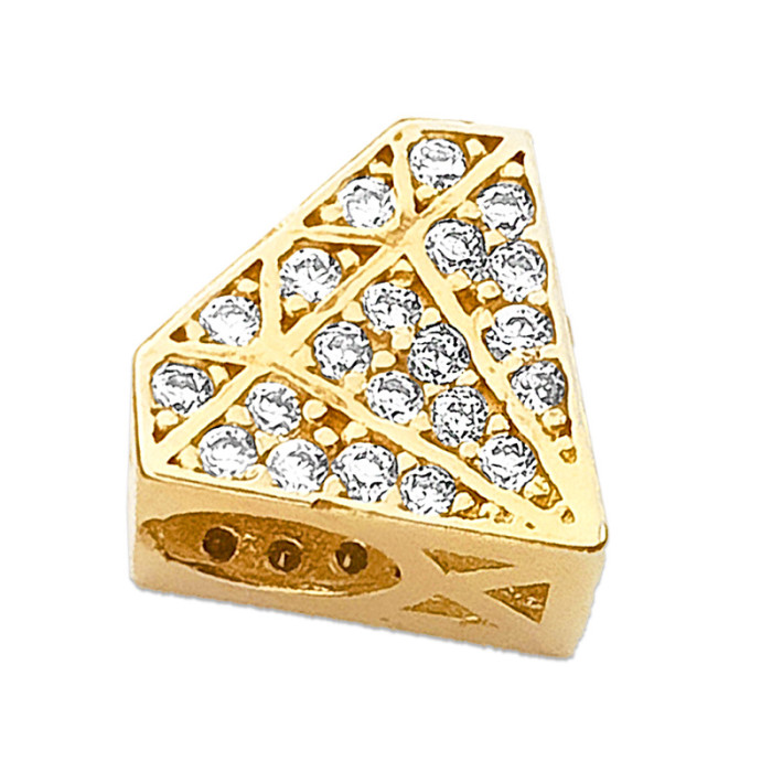 Złota przywieszka do bransoletki 585 diamencik beads z białymi cyrkoniami Złota przywieszka do bransoletki 585 diamencik beads z białymi cyrkoniami
