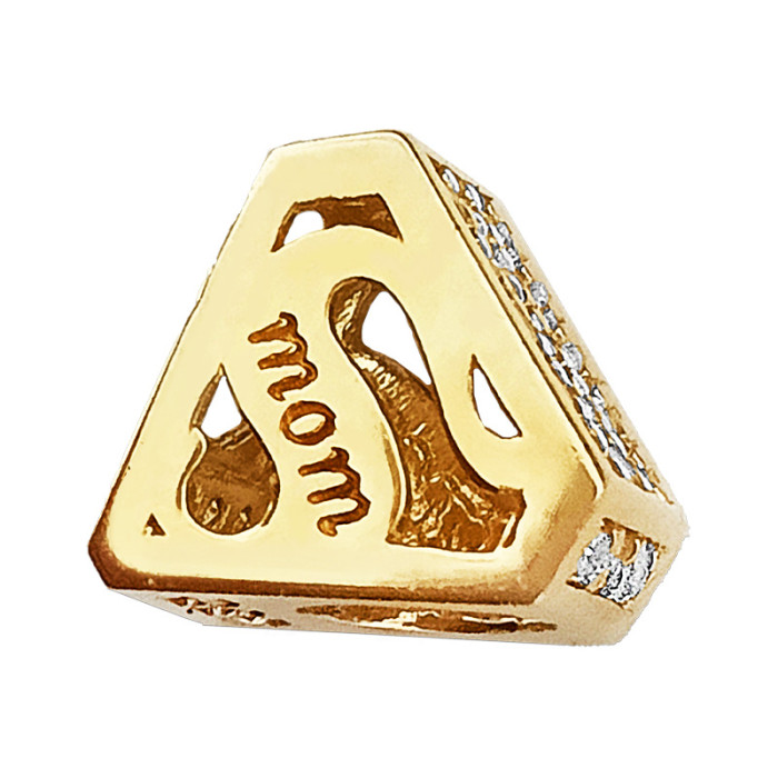 Złota zawieszka do bransoletki 585 diamencik z napisem MOM białe cyrkonie supermom Złota zawieszka do bransoletki 585 diamencik z napisem MOM białe cyrkonie supermom
