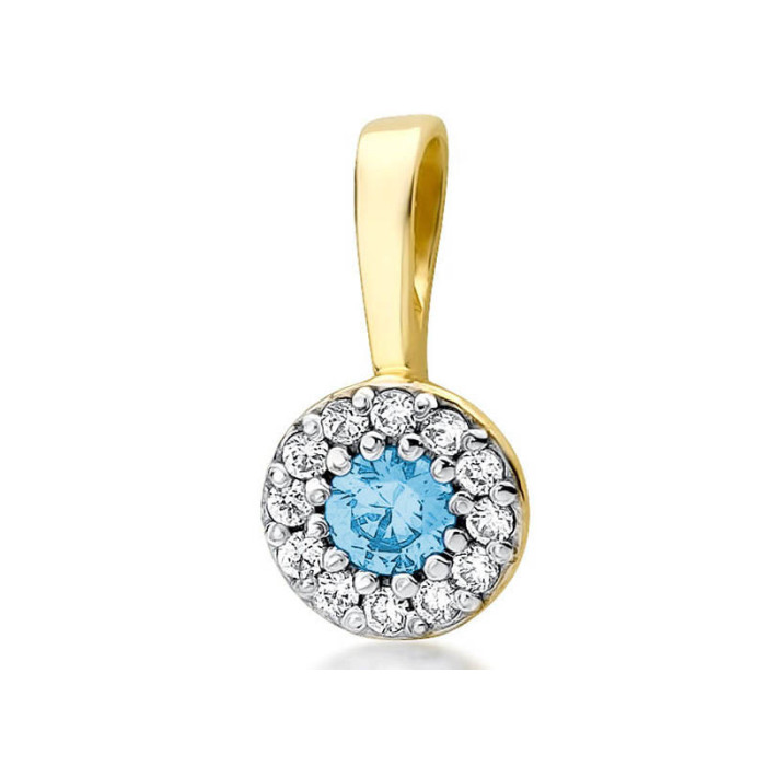 Złota przywieszka 585 okrągła topaz brylanty Złota przywieszka 585 okrągła topaz brylanty