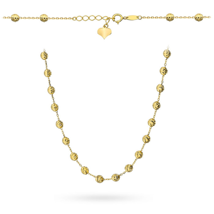 Modny naszyjnik ze złota 585 z diamentowanymi kulkami party style 14kt Modny naszyjnik ze złota 585 z diamentowanymi kulkami party style 14kt