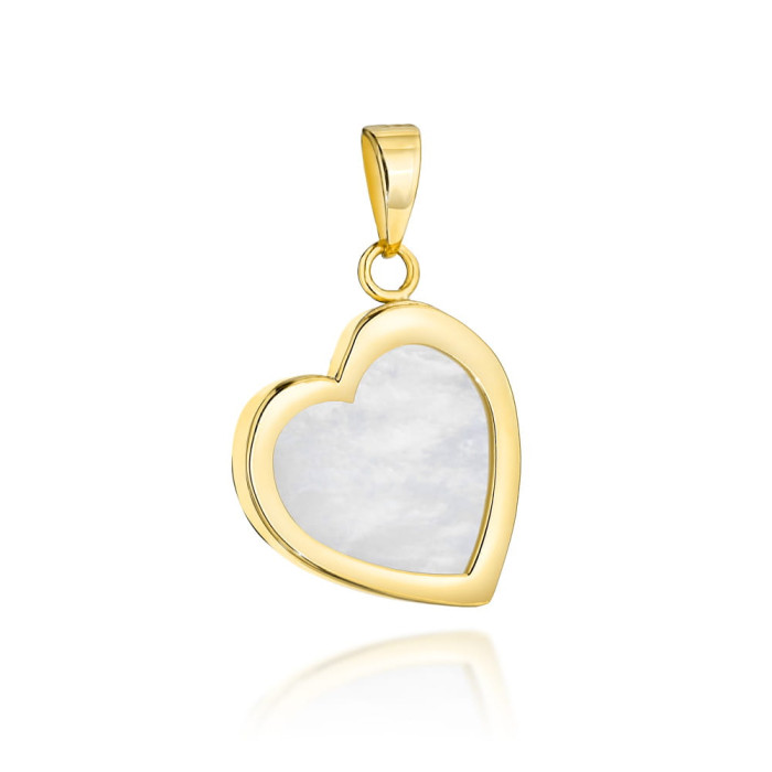Złota 585 14kt zawieszka serce z masą perłową w oprawie elegancki wisiorek na łańcuszek Złota 585 14kt zawieszka serce z masą perłową w oprawie elegancki wisiorek na łańcuszek