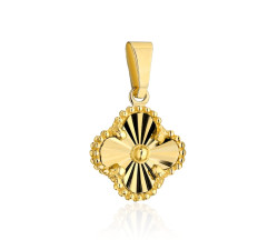 Zawieszka złota diamentowana koniczynka 10mm
