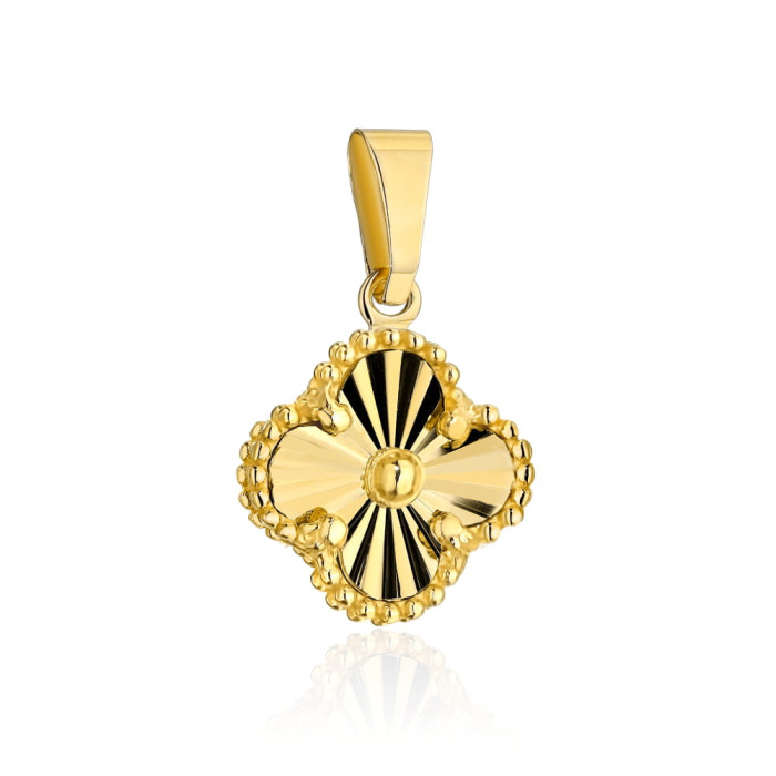 Złota 585 14kt diamentowana zawieszka koniczynka delikatny model motyw szczęścia na łańcuszek Złota 585 14kt diamentowana zawieszka koniczynka delikatny model motyw szczęścia na łańcuszek