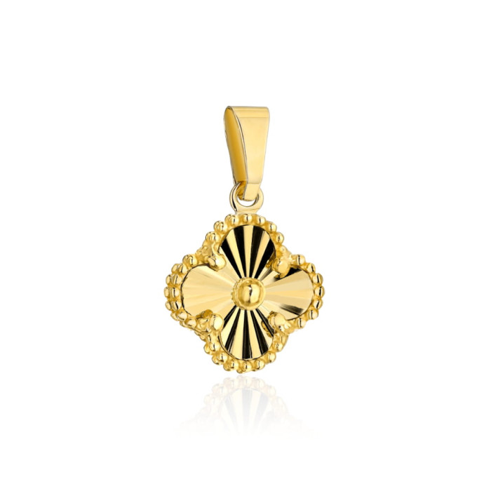 Zawieszka złota 585 14kt diamentowana koniczynka delikatny motyw na łańcuszek Zawieszka złota 585 14kt diamentowana koniczynka delikatny motyw na łańcuszek
