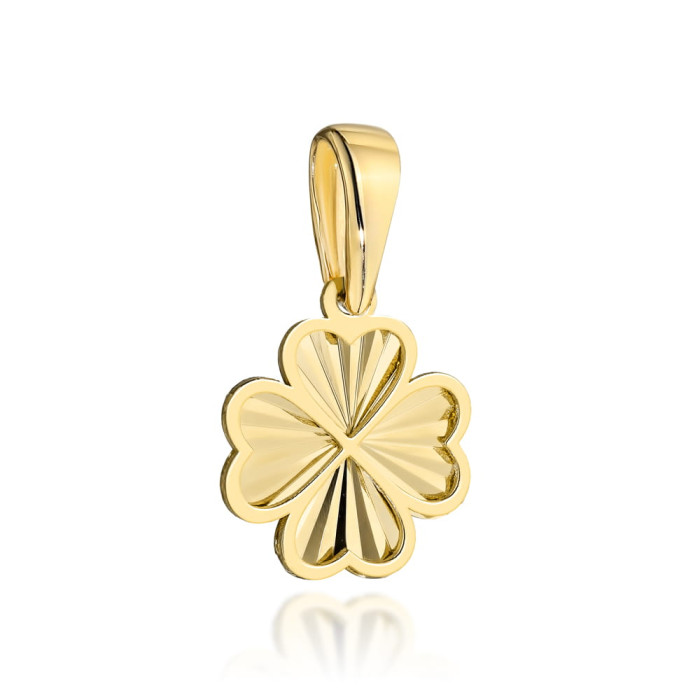 Zawieszka złota 585 14kt diamentowana koniczynka na szczęście na łańcuszek Zawieszka złota 585 14kt diamentowana koniczynka na szczęście na łańcuszek