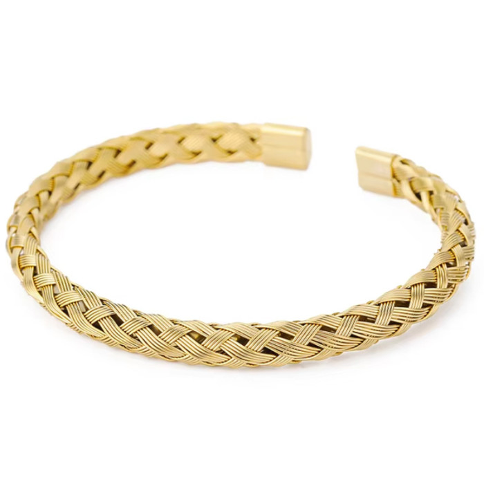 Elegancka bransoletka sztywna pleciona bangle unisex Elegancka bransoletka sztywna pleciona bangle unisex