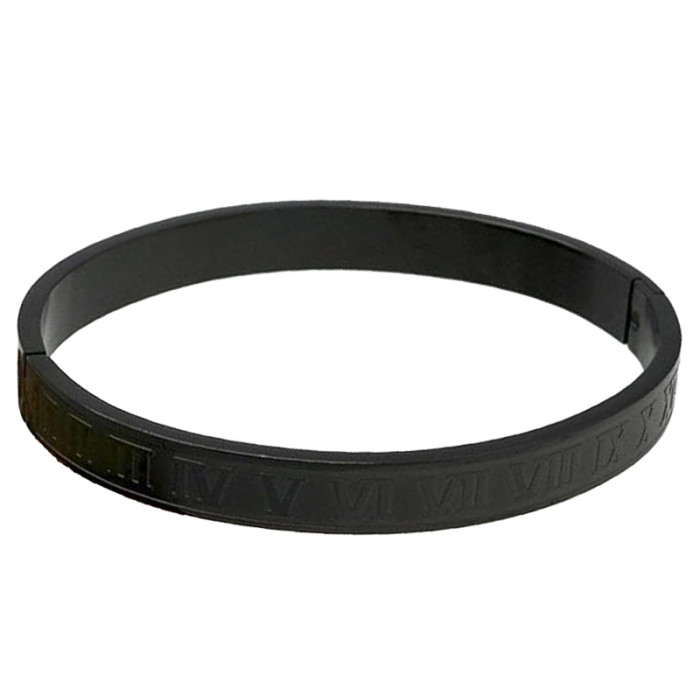 Efektowna czarna bransoletka z cyframi rzymski sztywna bangle Efektowna czarna bransoletka z cyframi rzymski sztywna bangle