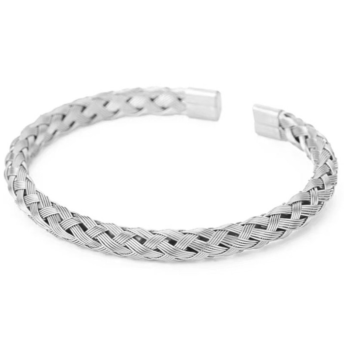 Elegancka pleciona bransoletka sztywna bangle unisex Elegancka pleciona bransoletka sztywna bangle unisex