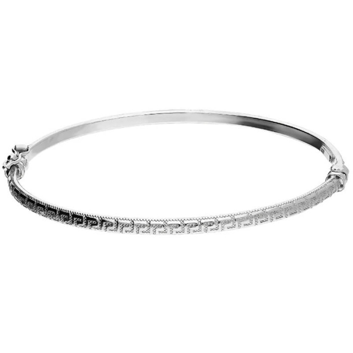 Srebrna bransoletka 925 sztywna bangle z greckim wzorem modna Srebrna bransoletka 925 sztywna bangle z greckim wzorem modna