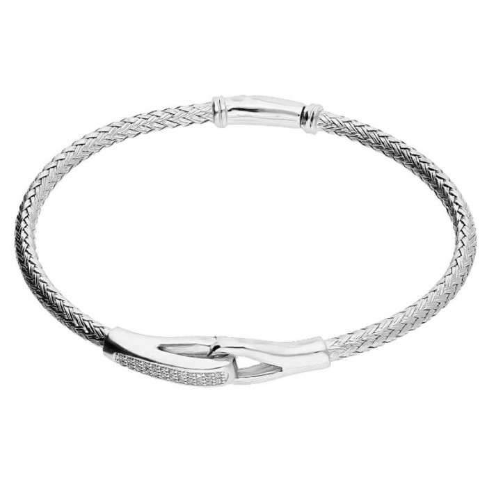 Srebrna bransoletka 925 bangle zdobiona cyrkoniami efektowna Srebrna bransoletka 925 bangle zdobiona cyrkoniami efektowna