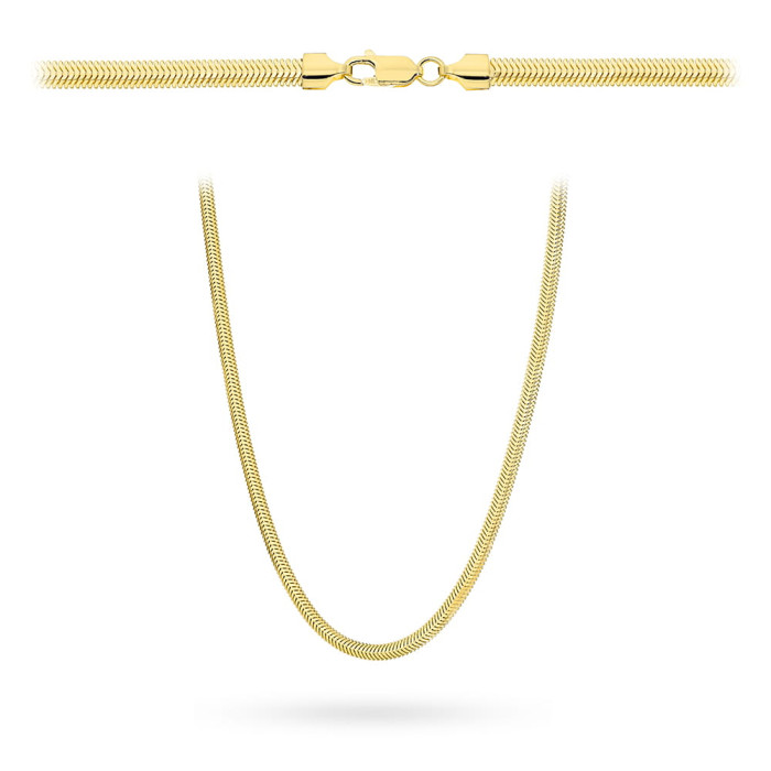 Elegancki naszyjnik żmijka ze złota 585 o szerokości 3,3mm, długość 40cm 14kt Elegancki naszyjnik żmijka ze złota 585 o szerokości 3,3mm, długość 40cm 14kt