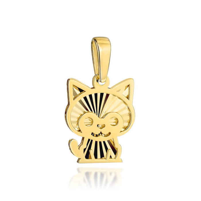 Zawieszka złota 585 14kt diamentowany kot malunki kotek na łańcuszek prezent dla dziecka Zawieszka złota 585 14kt diamentowany kot malunki kotek na łańcuszek prezent dla dziecka
