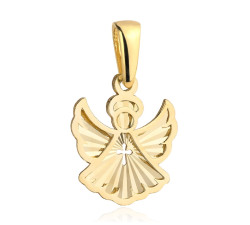 Zawieszka złota diamentowany aniołek z krzyżykiem