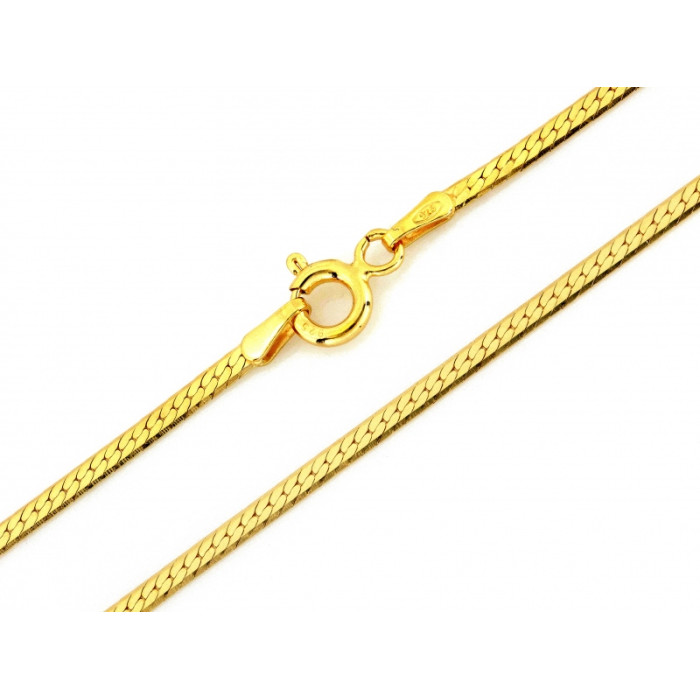 Srebrny łańcuszek 925 pozłacany płaski splot taśmowy elegancki 45cm Srebrny łańcuszek 925 pozłacany płaski splot taśmowy elegancki 45cm