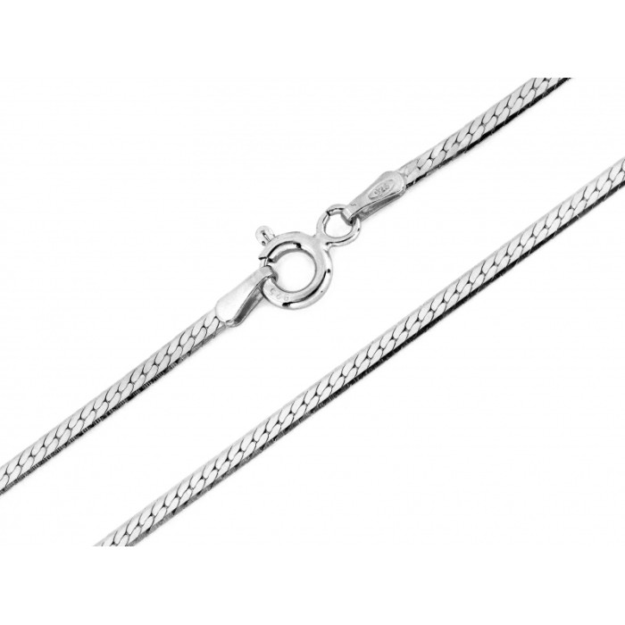 Elegancki srebrny łańcuszek 925 typu żmijka płaska taśma 45cm Elegancki srebrny łańcuszek 925 typu żmijka płaska taśma 45cm