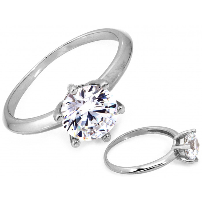 Elegancki srebrny pierścionek 925 z dużą błyszczącą cyrkonią rozm. 15-20 Elegancki srebrny pierścionek 925 z dużą błyszczącą cyrkonią rozm. 15-20