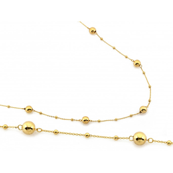 Elegancki złoty naszyjnik 585 z dekoracyjnymi kulkami długości 45cm 14k