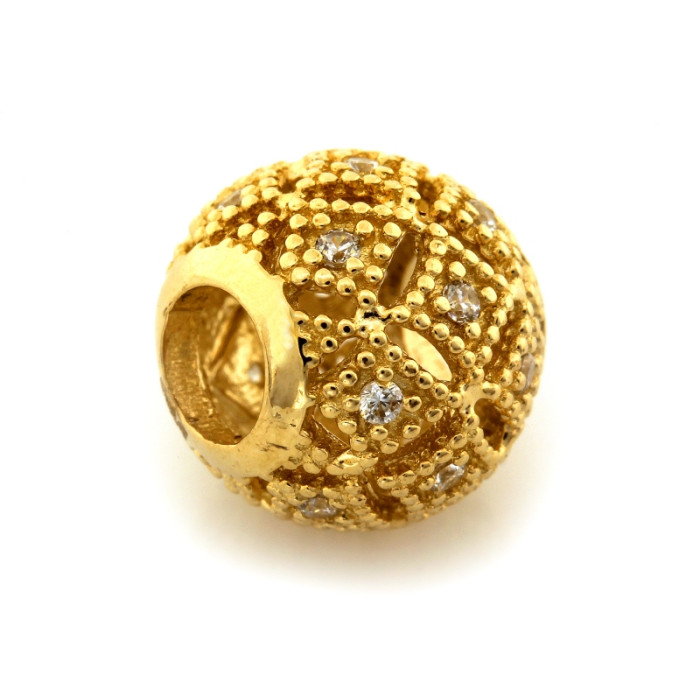 Ażurowa złota zawieszka 585 beads kulka do bransoletki modułowej 14k Ażurowa złota zawieszka 585 beads kulka do bransoletki modułowej 14k