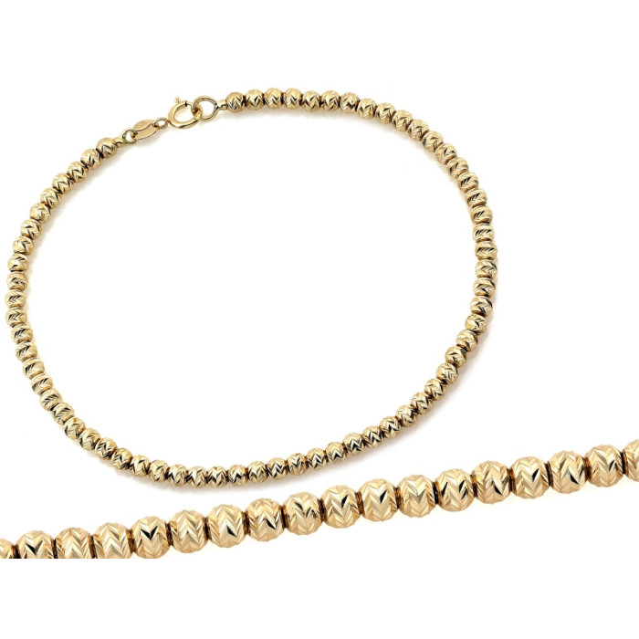 Elegancka złota bransoletka 375 z diamentowanych błyszczących kulek żółte złoto 9k Elegancka złota bransoletka 375 z diamentowanych błyszczących kulek żółte złoto 9k