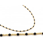 Elegancki złoty naszyjnik 585 z kulkami i czarnymi onyksami długość 44-45cm 14k