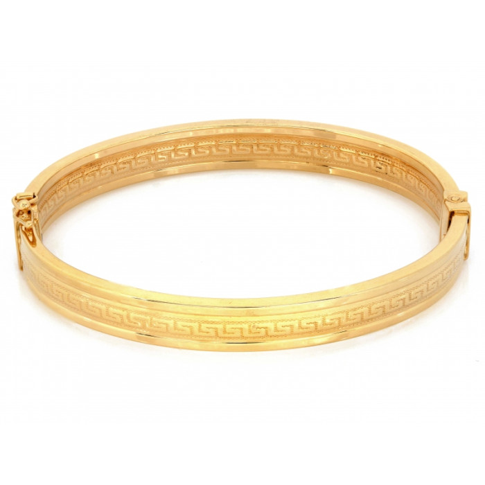 Ekskluzywna złota bransoletka 585 Bangle z greckim wzorem długość 17cm 14k Ekskluzywna złota bransoletka 585 Bangle z greckim wzorem długość 17cm 14k
