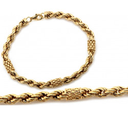 Masywna złota bransoletka 585 gruby skręcony splot korda, długość 18cm 14k