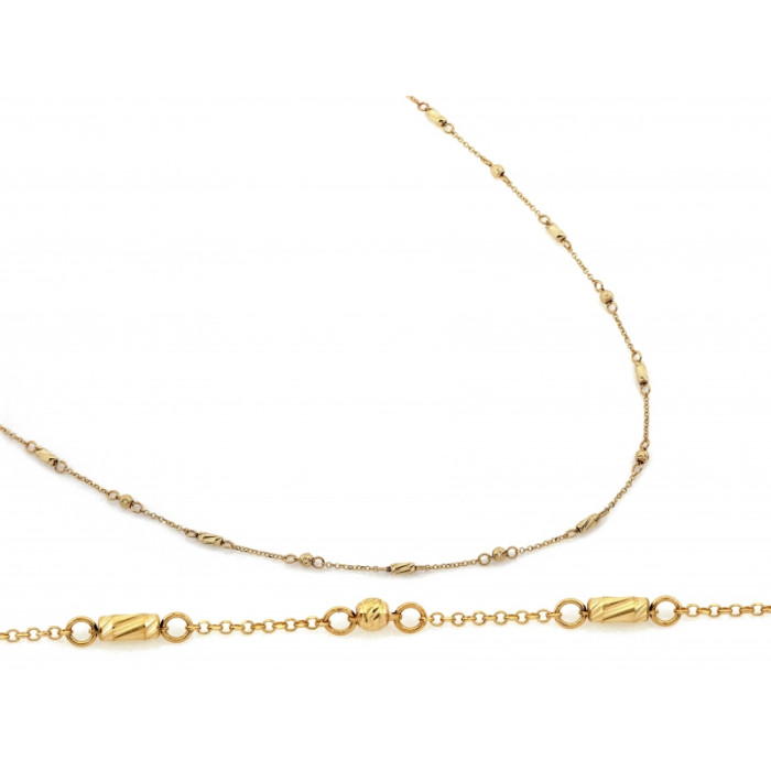 Elegancki złoty naszyjnik 585 z kulkami długość 45cm klasyczny 14k Elegancki złoty naszyjnik 585 z kulkami długość 45cm klasyczny 14k