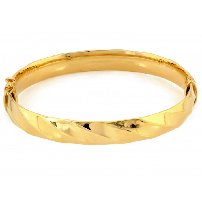 Błyszcząca złota bransoletka 585 bangle sztywna okrągła elegancka 17cm 14k Błyszcząca złota bransoletka 585 bangle sztywna okrągła elegancka 17cm 14k