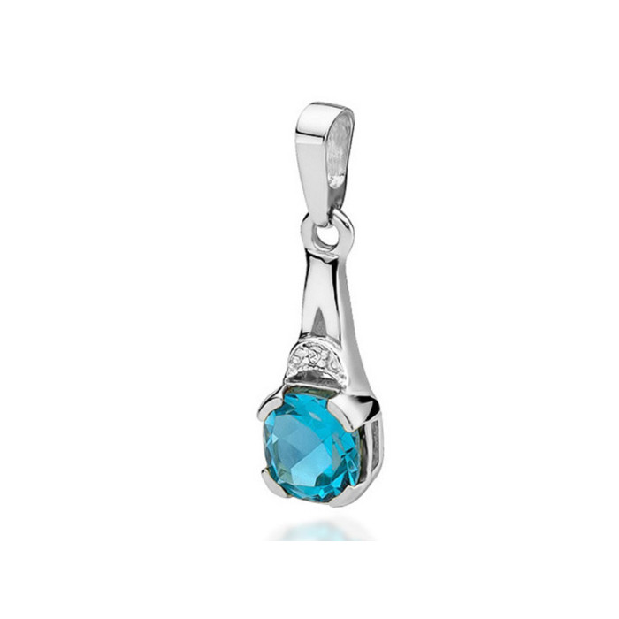 Złota przywieszka 585 elegancka z topaz diament Złota przywieszka 585 elegancka z topaz diament