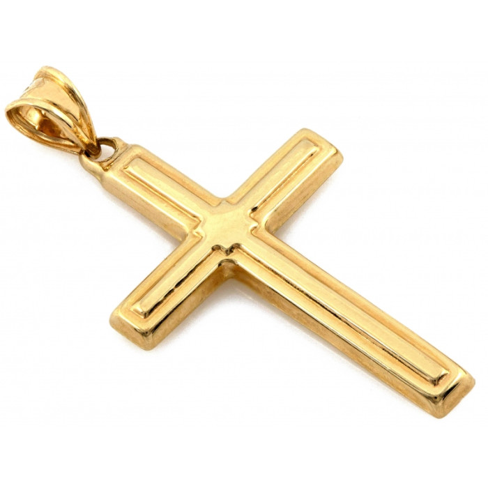 Klasyczny złoty krzyżyk 585 bez wizerunku elegancka zawieszka 14k Klasyczny złoty krzyżyk 585 bez wizerunku elegancka zawieszka 14k