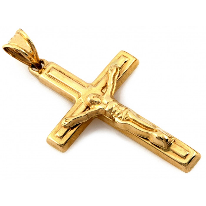 Klasyczny złoty krzyżyk 585 zawieszka z pasyjką religijny 14k Klasyczny złoty krzyżyk 585 zawieszka z pasyjką religijny 14k