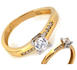 Elegancki złoty pierścionek 585 zaręczynowy z oszlifowanym oczkiem 14k