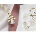 Elegancka złota zawieszka 585 aniołek z błyszczącymi cyrkoniami wisiorek ozdobny 14k