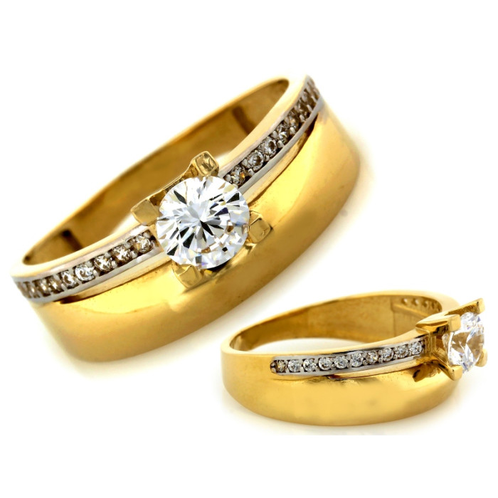 Nowoczesny złoty pierścionek 585 podwójny dwukolorowy elegancki design 14k Nowoczesny złoty pierścionek 585 podwójny dwukolorowy elegancki design 14k