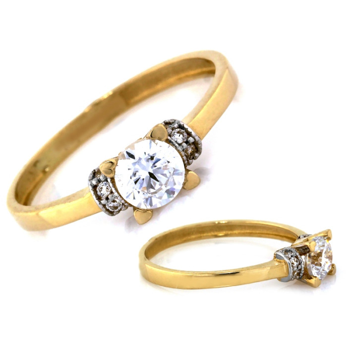 Elegancki złoty pierścionek 585 dwukolorowy z ozdobnym oczkiem klasyczny 14k Elegancki złoty pierścionek 585 dwukolorowy z ozdobnym oczkiem klasyczny 14k