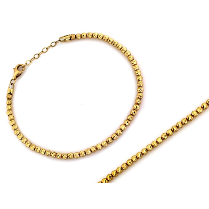 Złota bransoletka 585 z frezowanych kulek długość 19cm 14k Złota bransoletka 585 z frezowanych kulek długość 19cm 14k